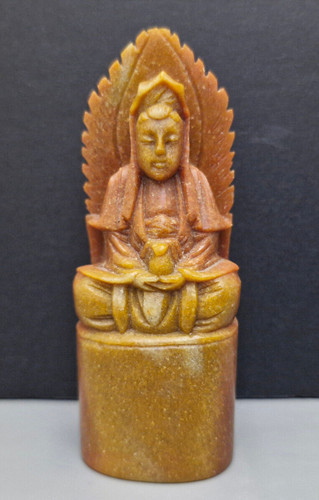Carved kwan yin soapstone - carved,