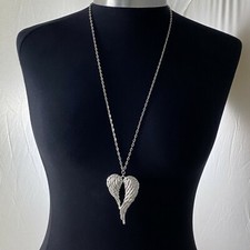 Tibetan Silver Large Angel Wings Charm Pendant 70mmx46mm 30" Long Chain Necklace