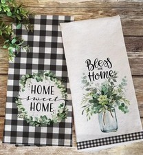 2pcs Home Bless flowers Tea Kitchen Bath hand Towels Soft Microfiber Absorbent