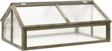 Grey Wooden Cold Frame Greenhouse 114x80x50cm | Firwood Outdoor Planter Box
