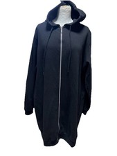 Studio Women Longline Black Hoodie Jumper Size UK 16-18