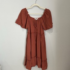Rewind Dress Juniors Rust Clay