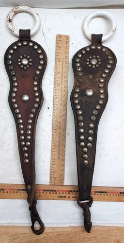 Pair leather horse tack - leather,