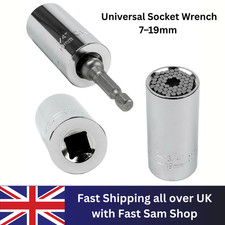 Universal Socket Wrench Set Spanner Bolt DIY Drill Adapter Tool 7 - 19mm