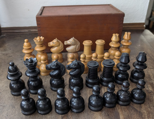 Antique continental chess - antique, set