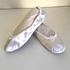 Shiko White Satin Wedding Slipper Ballet Shoes Adult Size UK 6 / EU39