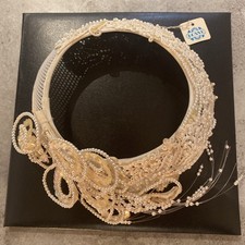 Vintage Wedding Head Dress Fascinator Tiara Ivory Beaded Sequin Highly Collect