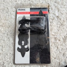 Ikonic Fleur De Lys Lever Lock Door Handle Black Antique Black Iron 196 X 53mm