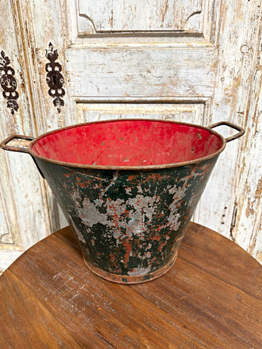 Vintage large metal bucket - metal,