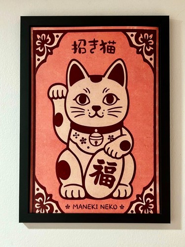Maneki neko lucky cat - cat, art
