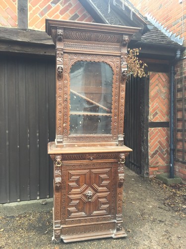 Victorian carved oak cabinet - victorian,