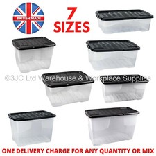NEW Great Value Strata Curve Clear Plastic Storage Box Boxes with Lids - 7 Sizes