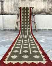 Green Kilim Rug Handmade Wool