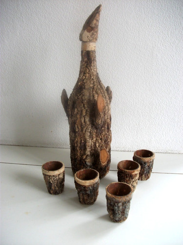 Vintage cork bark covered wine - vintage,