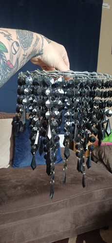 Black beaded pendant light - black,