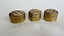 Two's Company set of pill trinket boxes zig zag copper brass
