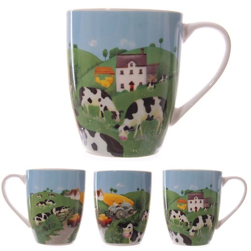 Grazing cows bone china mug - cows',
