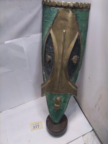 Tribal mask brass - brass, sculpture