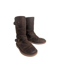 Ugg Boots Women's Kensington Tall Brown Leather Fur Lined Buckle Size US 7