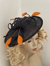 NEW Fascinator Navy & Orange