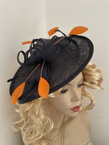 New fascinator navy - new, orange