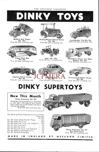 1950s dinky toys - dinky, advert