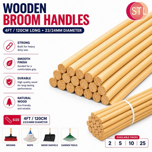 4ft long wooden broom - broom, handle