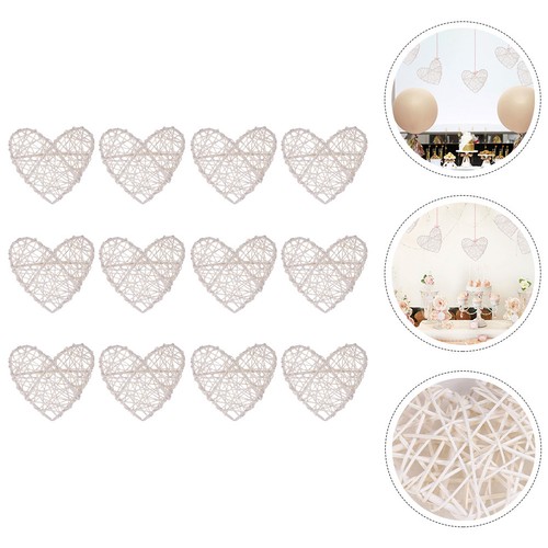 Pcs heart wicker pendants - 12,