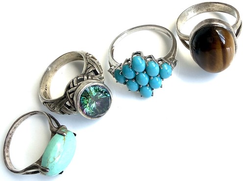 Mixed vintage silver rings - 4,