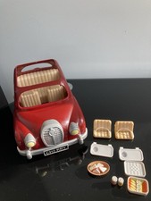 Sylvanian Families Burgundy Saloon Car With Figures And Accessories