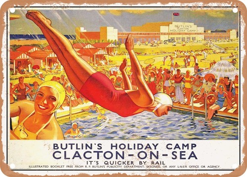 Metal sign 1938 butlins - metal,