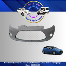 FORD FIESTA MK7 2008 - 2012 FRONT BUMPER WITH FOG HOLES PRIMED READY TO PAINT