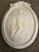 Antique Style Composite / Plaster Oval Wall Plaque with Classical Greek Goddess