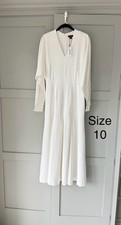 Karen Millen Ivory V Neck Long Sleeve Midi Dress. Size 10, RRP £159