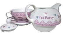 Pink/White Teapot for One set