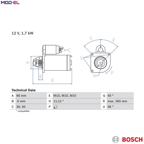 Starter 986 013 240 - 013, for