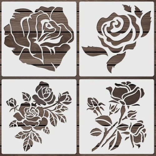 Rose flower stencil set - stencil, pet