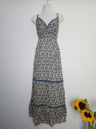Bhs navy floral y2k maxi - y2k,