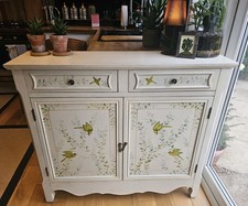 ☆ Lovely Rustic VINTAGE STYLE Faded Grandeur Hand Painted Bird Cabinet ☆ 