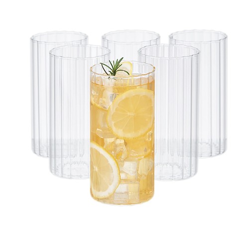 Ribbed highball glasses set - set, of