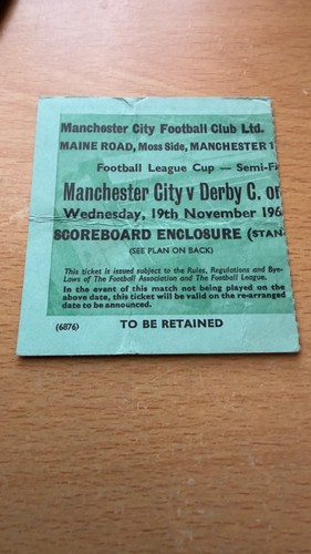 Ticket 1968 manchester city - 1968/69,