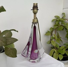 Vintage Val St Lambert Crystal Table Lamp Amethyst Colour