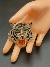 Tiger Head Brooch Gold Tone