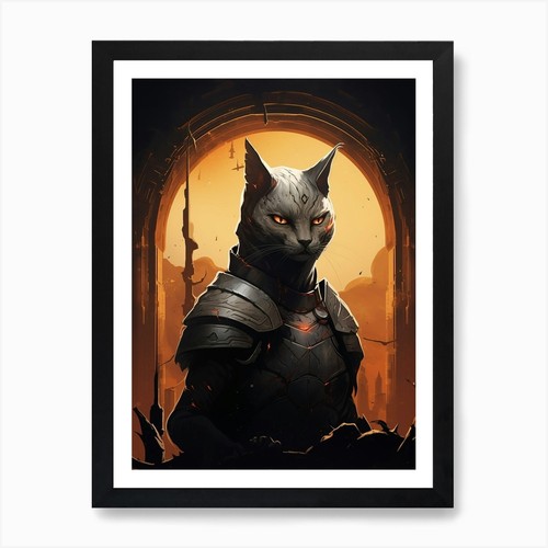 Gray fox warrior - gray, illustration