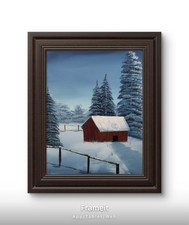 Snowy Red Barn Landscape