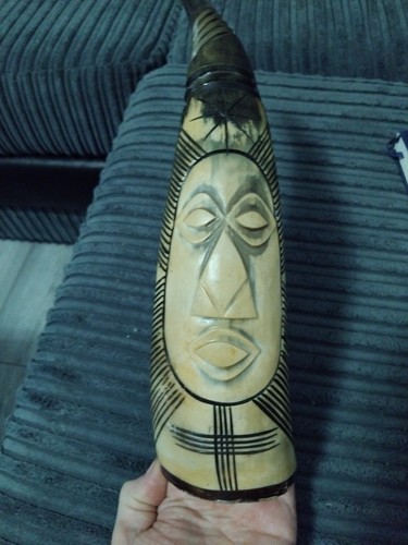 African carved horn - african,