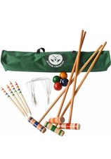 Outdoor Wooden Garden Lawn Children Family Game Giant Croquet Set for 4 Players