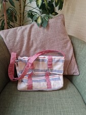 HANDMADE Messenger Bag Classic Blue/cream/Red Stripe Canvas Fabric  UNIQUE 