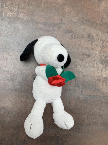 Snoopy holding rose plush - rose, soft