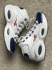 Reebok Question Uk 9 Allen Iverson OG white Blue Toe Basketball Shoes Trainers 